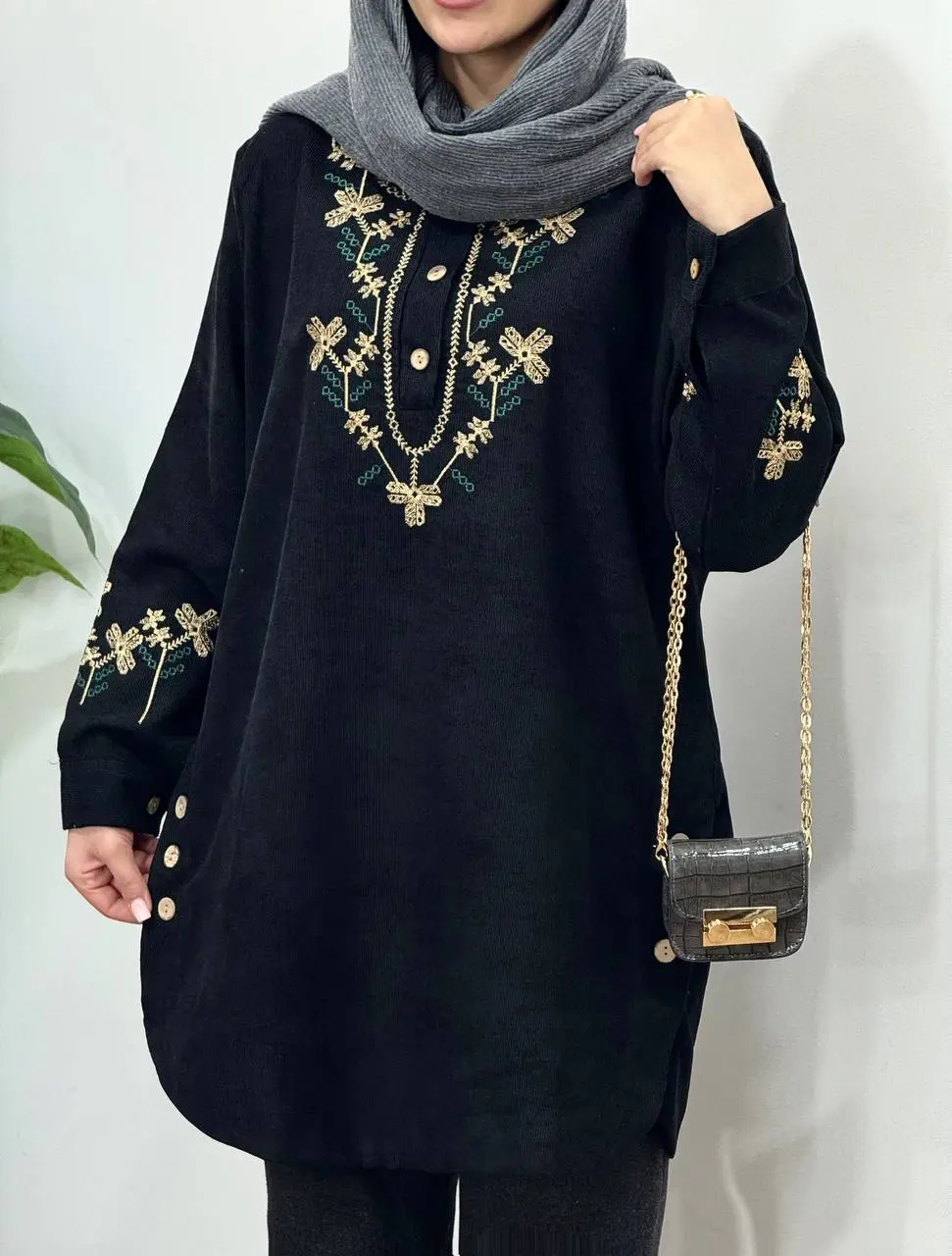 مانتو پاییزه گلدوزی شادی